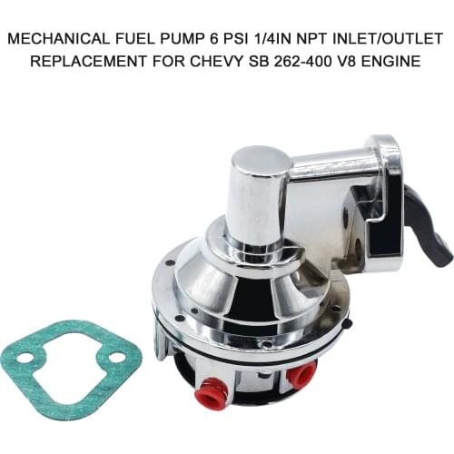 Mechanical Fuel Pump 6 PSI 1/4in NPT Inlet/Outlet Replacement for Chevy SB 262-400 V8 Engine