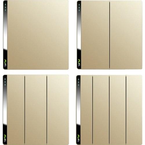 86 Type Wall Light Switch, 1 2 3 4 Gang 1 2 Way 10A 250V Gold Acrylic Mirror Decoration Panel Recessed Wall Rocker Switch