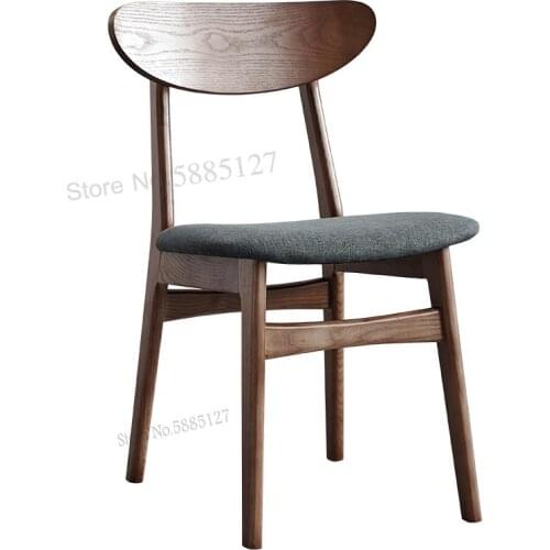Nordic Japanese-style Solid Wood Dining Chair Modern Minimalist Study Chair Small Apartment Cloth Seat Dining Room Chair