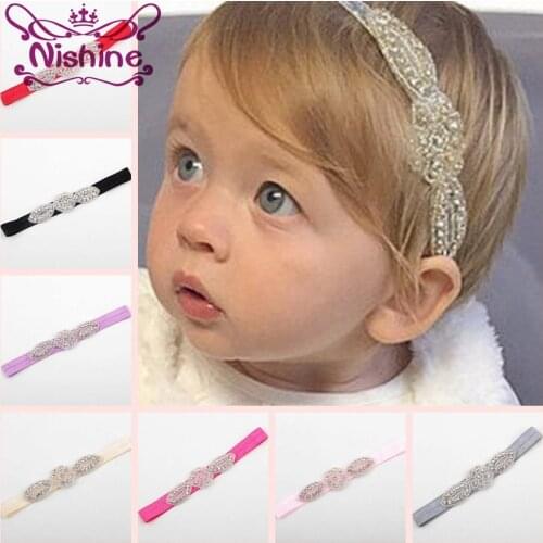 Nishine Crystal Rhinestone Headband Elastic Girl Head Accessories Children Hair Bands Party Headwear Photo Shoot