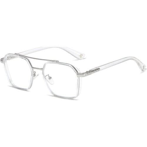 TR90 Flat Glasses Metal Transparent Frame Double Beam Anti-blue Light Eyeglasses For Women Men Simplicity Eyewear Gafas