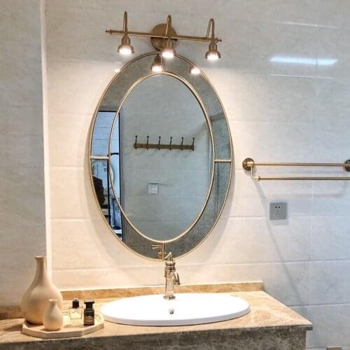 Oval Bathroom Mirror Bathroom American Simple Wall Hanging Mirror Nordic Makeup Mirror Bathroom Wall-Mounted Antifog Glasses