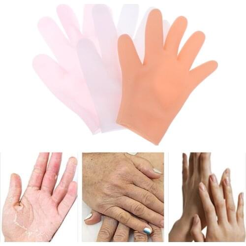 1Pair Soft Reusable Breathable Moisturizing Silicone Gloves Gel Cracked Hands Care Spa Waterproof Cleaning Work Rubbery Gloves