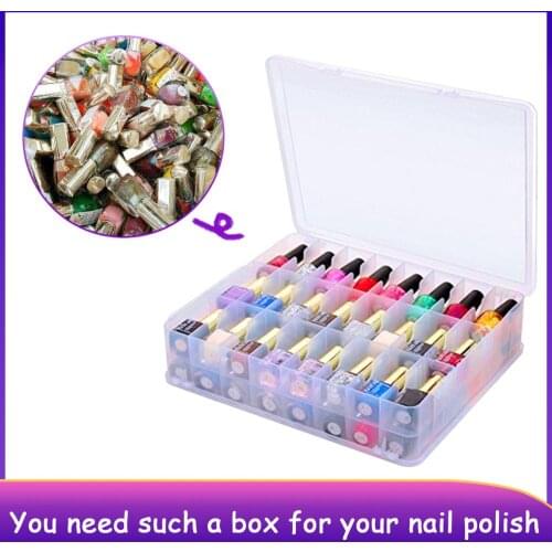 48 Grids Plastic Nail Polish Lipstick Storage Box Portable Double Side Stand Holder Makeup Essential Oils Nail Polish Organizer