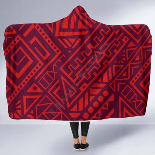 Tribal Polynesian 3D Printed Wearable Blanket Adults For Kids Various Types Hooded Blanket Fleece blanket 01