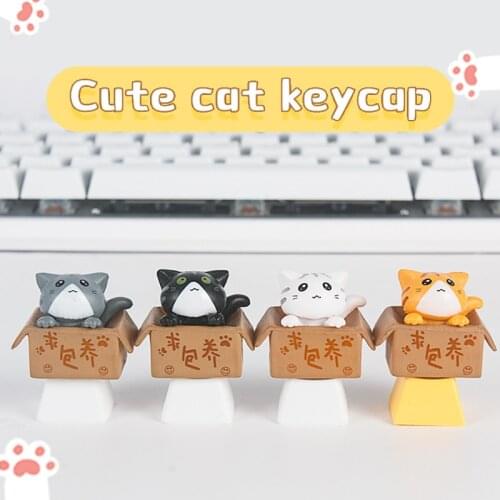 Custom Keycaps Super Cute Ask For A Cat Personality Design Cartoon Axis Gaming Accessories Artisan Keycap