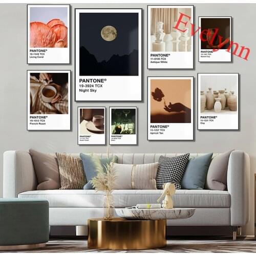 Pantone Latte Coffee Poster|Antique White Poster|Terracotta Pantone Home Decor Canvas|Living Coral Wall Art Prints|Champagne