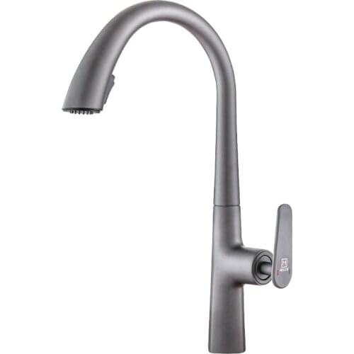 Kitchen faucet Matte Black Rotating Pull Out Spring Kitchen Faucet Single Handle Hot and Cold Mixer Tap Sink Faucet