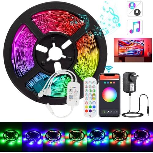 5m RGB LED Strips Waterproof SMD 2835/5050 Lighting Tube Backlight Smart Music Sync Bluetooth Remote DC 12V Decoration Lamps