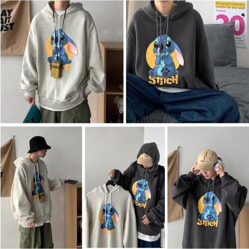 Disney Stitch printed sweater autumn and winter men and women casual thick warm hoodie jacket jacket fashion hip-hop clothing
