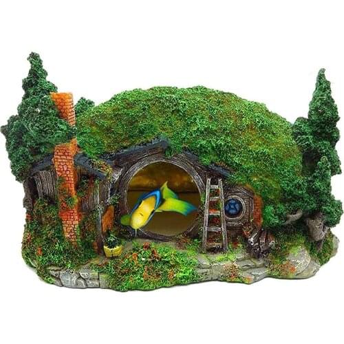 Aquarium Decoration Castle Fish Hideout House Reptile Hole Shelter Cave Fish Tank Ornament Rockery Landscaping