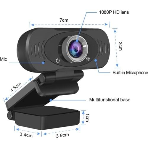 Webcam 1080P with Mic USB Desktop Laptop Camera Plug and Play Widescreen Video Calling Webcam for Web Conference MSN and Skype