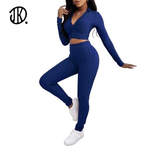 Spring Long Sleeve Zipper Suit High Waist Trouser And Tight Crop T-shirt Ladies Sport Yoga Pant Set Two-piece Outfits For Female