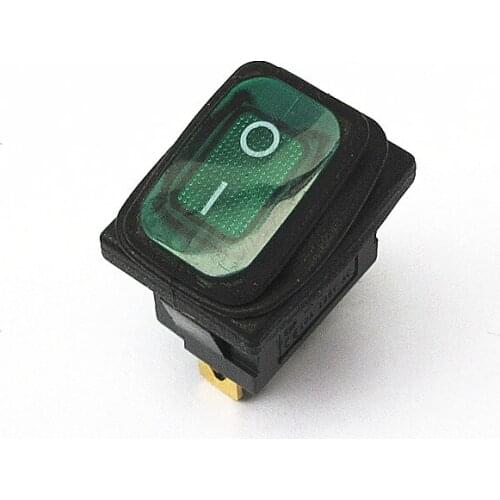 Silver Contact Waterproof KCD1 Green with Lights 3 Feet Rocker Switch Power Supply 3 Feet