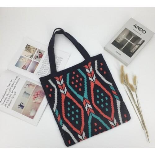 Female cute fashion tote bag large capacity woven fabric shoulder bags all-match handbag