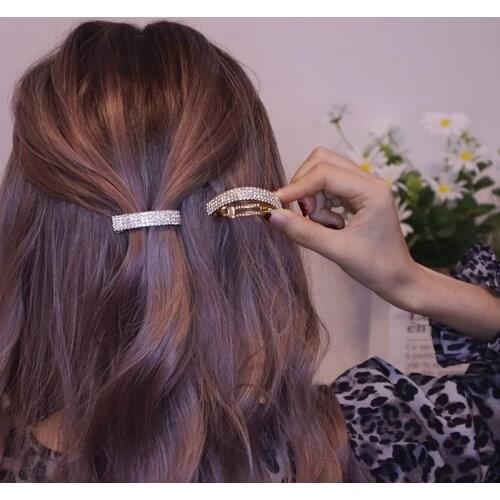 Luxury Full Rhinestone Crystals Gold Silver Ponytail Holder Buckle Hair Clips Elegant Women Hairpins Headbands Hair Accessories