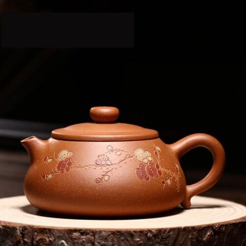 Yixing original mine purple clay pot famous family pure handmade gift making pot tea set Duan mud flower kiss tea