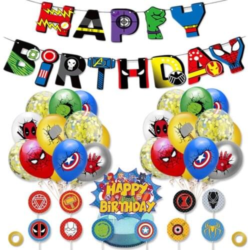 1Set SpiderMan Theme Sequined Balloon Combination Pull Flag Set Wedding Theme Birthday Party Decoration Supplies