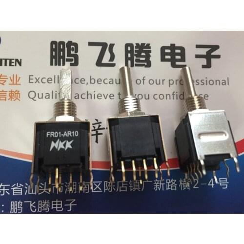 1PCS Japan NKK FR01-AR10PB-ST 10 gear coding switch band 360 degree rotation metal shaft with bracket 4:1 foot position