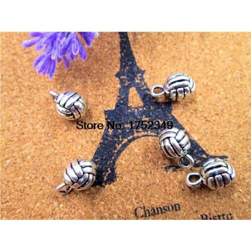 10pcs--Volleyball charms, Antique Tibetan silver 3D Volleyball charm pendants 10x15mm