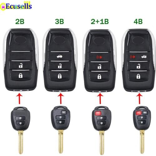 2/3/4 Buttons Flip Remote Key Shell Case Cover Housing Fob for Toyota Camry Corolla RAV4 Highlander Tacoma with TOY43 Blade