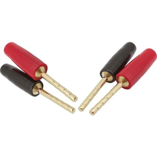 2Pair/4Pcs 2mm Banana Plug Connector Terminals Gold-Plated Copper Amp Wiring Pin Plug Small Banana Plug Adapter Hi-fi Speaker