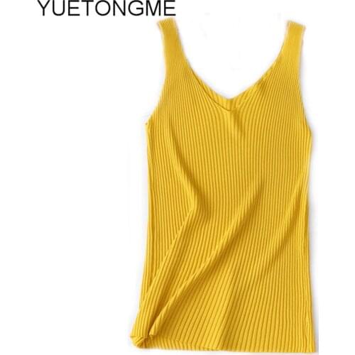 2021 Summer knitted Women Tank Tops V Neck Sleeveless Shirt Womens Top Elegant Clothes Womens Vest