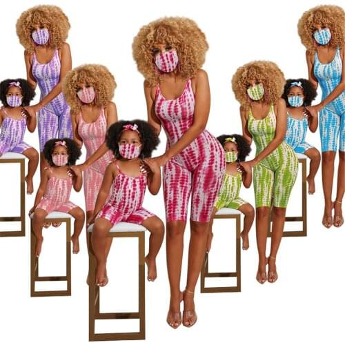 ZAFILLE 2021 Mother and Daughter Clothes New Fashion Print Mom and Daughter Rompers Jumpsuit Mommy and Daughter Matching Clothes