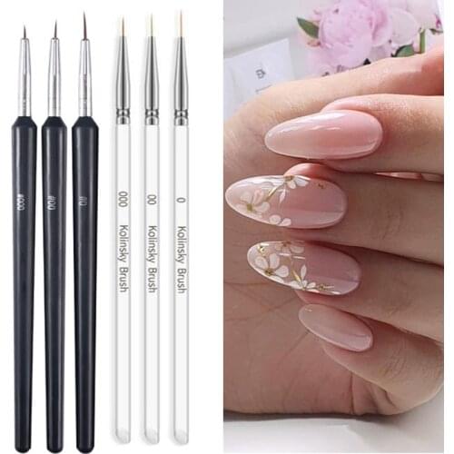 3pcs Nail Art Painting Pen DIY Acrylic UV Gel Brushes Draw Flower Hook Line Stroke Nail Pen Black White Nail Art Decoration Tool