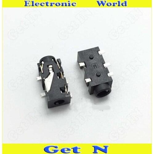 30pcs-1000pcs PJ-327F Headphone Socket 3.5MM AV Plug 3.5MM Earphone Connectors Sliver Plating with Column