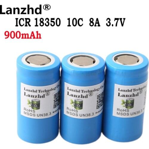 8-40pcs 3.7V 18350 Cells Rechargeable Batteries Li ion 900mAh 10C battery power cylindrical lamps For Power tools