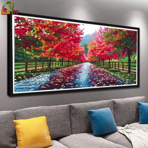 DIY Diamond Embroidery,Round Square Diamond Red Tree Fortune Rhinestone Diamond Painting Cross Stitch,Needlework Wall Art Decor