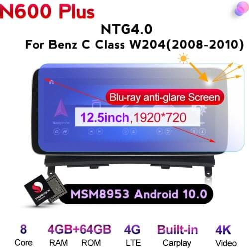 Android 10 8Core 4+64G Car dvd radio multimedia Player GPS Navigation for Mercedes Benz C-Class W204 S204 2008 2009 2010 w204