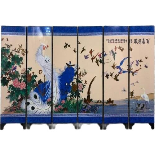 Antique lacquerware, small screen, birds in the wind, Phoenix in the wind, decorative ornaments, Chinese style special gifts for