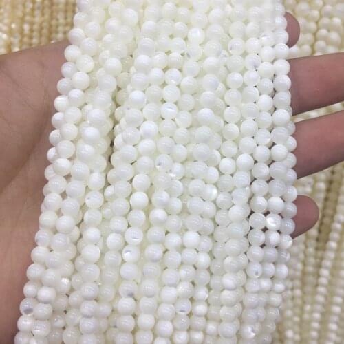 Natural Pearl Shell Beads White Round Beads Mother of Pearl Freshwater Shell Beads For Jewelry Making Accessories DIY 5/6mm