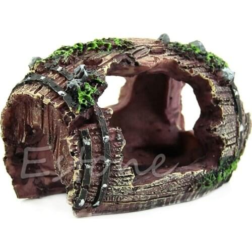 Fast Delivery Aquarium Fish Tank Artificial Barrel Resin Ornament Cave Landscaping Decoration Acuarios accessories-W110
