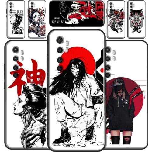 Japanese Geisha Girl Vaporwave Case For Xiaomi Mi 11 Lite Ultra 9 10 9T 10T Pro A3 POCO F3 F1 F2 M3 X3 Pro Bumper Cover