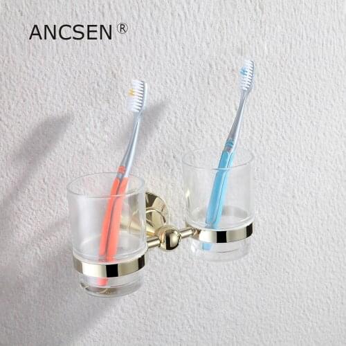 Toothbrush Holder Brass Bathroom Family Toothbrush Cups Holder Double Cup Holders Toothbrush Tooth Cup Bathroom Accessories