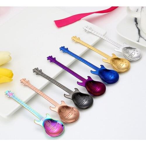 Stainless Steel Guitar Shaped Love Coffee Spoon Teaspoon Children Spoon New Beautiful Coffee Tea Use