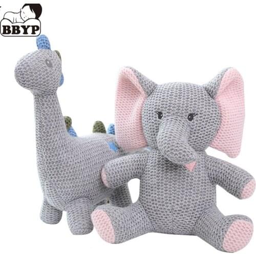 Handmade Rabbit Dino Bear Crochet Wool Doll Animal Stuffed Plush Toy Baby Soothing Baby Sleeping Toy for Girls Gifts Pillow