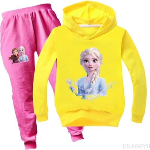 Disney Children Cartoon Frozen Sweatshirt Hoodie +Pants 2pcs Set Sportsuit Baby Boy Clothing Girl Outfits Suit
