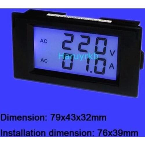 DYKB Digital AC 300V 100A Blue Lcd Dual Panel Volt Amp Combo Meter +CT Current Transformer (Shunt) Need No Power 110V 220V