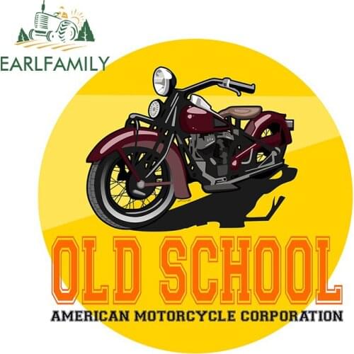 EARLFAMILY 13cm x 12.7cm for Old School US Motocycle Corporation Creative Car Sticker Vinyl Car Wrap DIY Body for Car VAN Decor