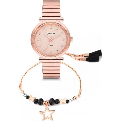 Forentina Rose Metal Kol Saati - Püsküllü Yıldız Bileklik PS1804