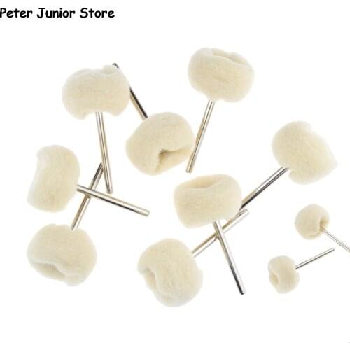 10Pcs 3MM Shank Wool Polishing Brush Accessories Grinding Buffing Wheel Grinder Brushes for Drill Rotary Tool Accessories GMN