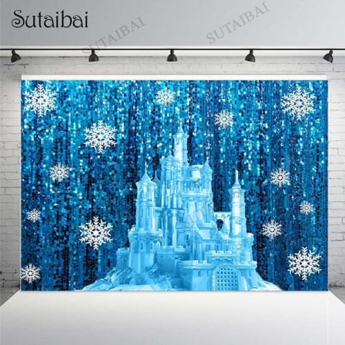 Ice Frozen Castle Birthday Backdrop Decorations Winter Snowflake Wonderland Photography Background Baby Shower Portrait Party