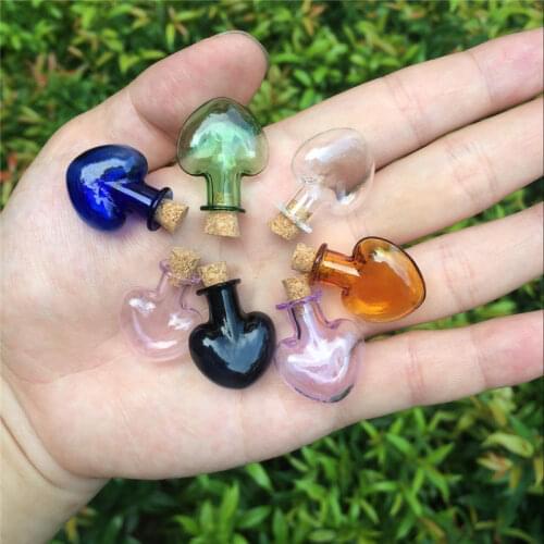 Mini Glass Sand Bottles Love Heart Shape Cute Bottles With Cork Colors Bottles Gift tiny Jars Vials Mix 7 Colors Free shipping