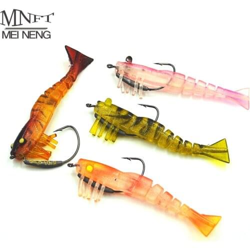 MNFT 2Pcs Shrimp Style Soft Prawn Lure Hook Tackle Bait Sea Fishing Lures Built-in Crank Hook 9cm/10g