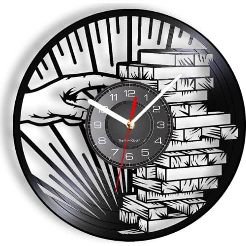 Buliding Blocks Wall Clock Made Of Re-purposed Alblum Record Agility Training Wall Watch Man Cave Game Party Game Bar Art-Decor