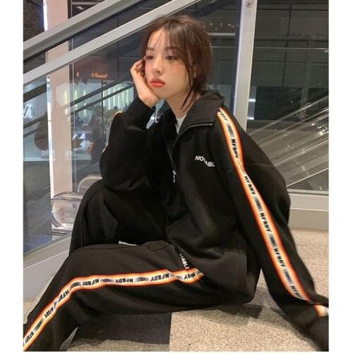 2021 new product hot-selling net red suit female new fashion loose sports student long-sleeved Korean two-piece suit 2021 new p